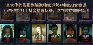 某大佬的影视剧解说独家运营+独家AI文案课，小白0粉丝也能快速打上抖音精选标签、吃到收益翻倍福利-晓懂云创
