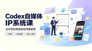 (19258期)Codex自媒体IP系统课:IP诊断/热点抓取/IP蒸馏 Skill,爆款复刻数字人多平台自动发布教程-晓懂云创
