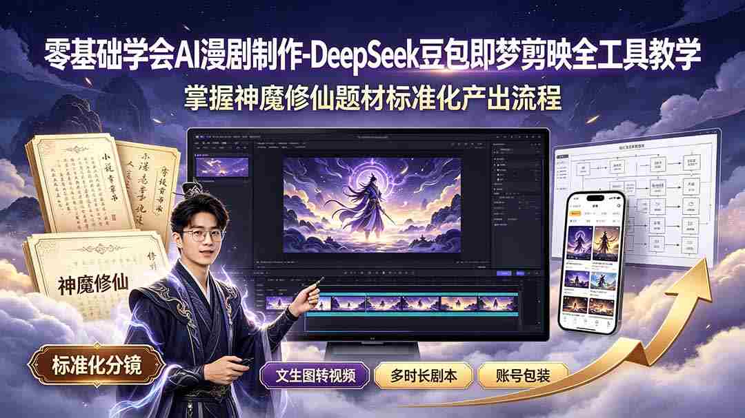 (19263期)零基础学会AI漫剧制作-DeepSeek豆包即梦剪映全工具教学,掌握神魔修仙题材标准化产出流程-晓懂云创
