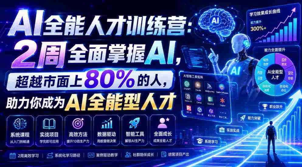 AI全能人才训练营：2周全面掌握AI，超越市面上80%的人，助力你成为AI全能型人才-晓懂云创