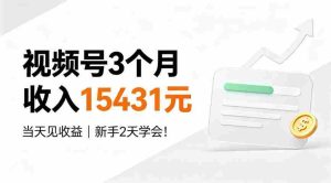 视频号3个月收入15431元,当天见收益,新手2天学会!【揭秘】-晓懂云创