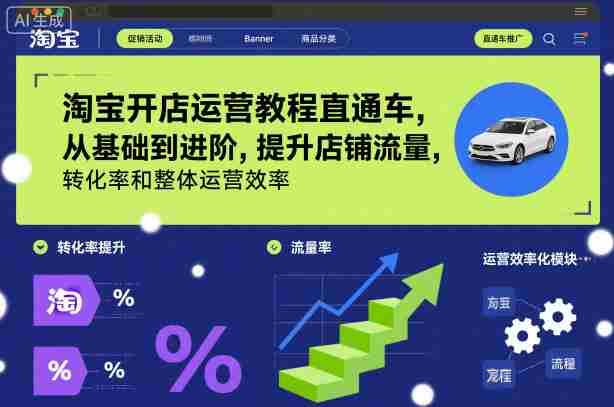 淘宝开店运营教程直通车，从基础到进阶，提升店铺流量，转化率和整体运营效率（更新26年07月11日）-晓懂云创