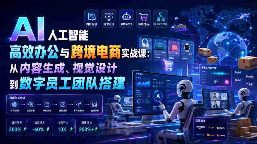 AI人工智能高效办公与跨境电商实战课：从内容生成、视觉设计到数字员工团队搭建-晓懂云创