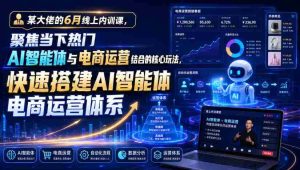 某大佬的6月线上内训课,聚焦当下热门AI智能体与电商运营结合的核心玩法,快速搭建AI智能体电商运营体系-晓懂云创