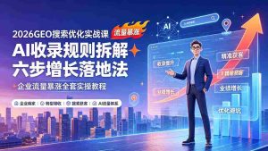 (19333期)2026GEO搜索优化实战课:AI收录规则拆解|六步增长落地法|企业流量暴涨全套实操教程-晓懂云创