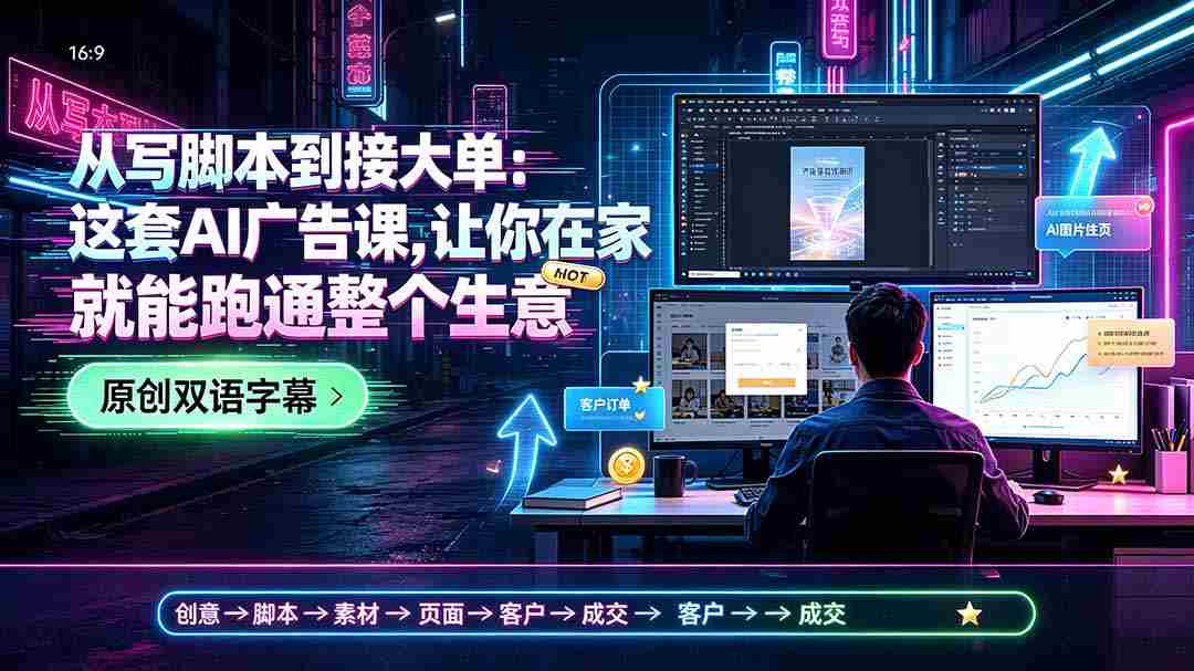 (19318期)从写脚本到接大单:这套AI广告课,让你在家就能跑通整个生意【原创双语字幕】-晓懂云创