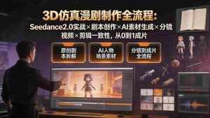 (19341期)3D仿真漫剧制作全流程:Seedance2.0实战×剧本创作×AI素材生成×分镜视频×剪辑一致性,从0到1成片-晓懂云创