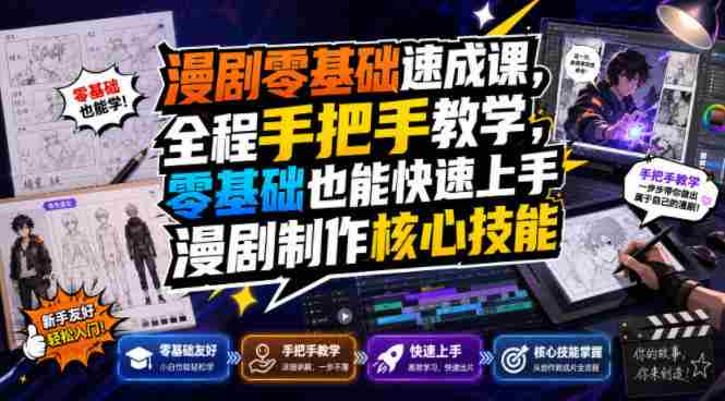漫剧零基础速成课,全程手把手教学,零基础也能快速上手漫剧制作核心技能-晓懂云创