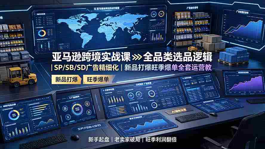 (19352期)亚马逊跨境实战课:全品类选品逻辑|SP/SB/SD广告精细化|新品打爆旺季爆单全套运营教程-晓懂云创