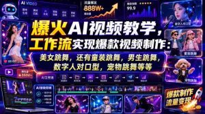 爆火AI视频教学,工作流实现爆款视频制作:美女跳舞,还有童装跳舞,男生跳舞,数字人对口型,宠物跳舞等等-晓懂云创