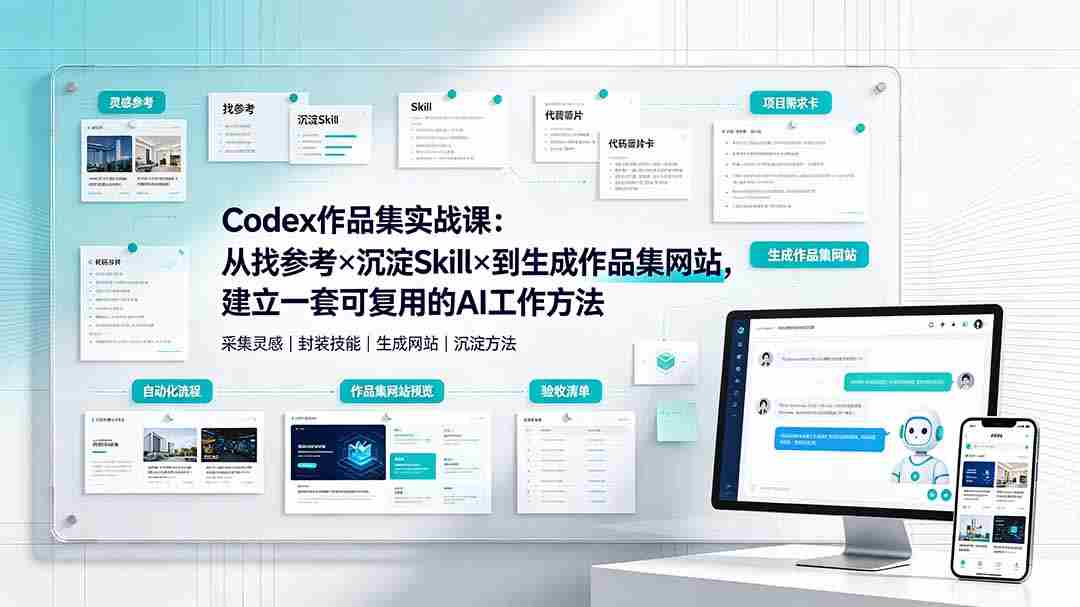 (19361期)Codex作品集实战课:从找参考×沉淀Skill×到生成作品集网站,建立一套可复用的AI工作方法-晓懂云创