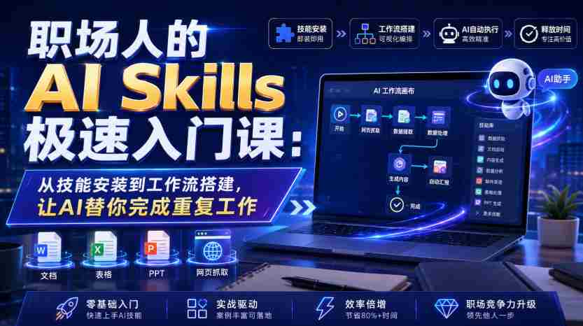 职场人的AI Skills极速入门课:从技能安装到工作流搭建,让AI替你完成重复工作-晓懂云创