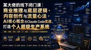 某大佬的线下闭门课|商业推理与底层逻辑・内容创作与流量心法・AI核心概念与Claude Code实战,打造个人超级生产系统【录音+图片】-晓懂云创