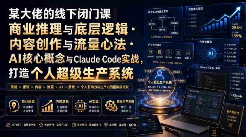 某大佬的线下闭门课|商业推理与底层逻辑・内容创作与流量心法・AI核心概念与Claude Code实战,打造个人超级生产系统【录音+图片】-晓懂云创