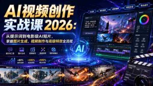 AI视频创作实战课2026:从提示词到电影级AI短片,掌握图片生成、视频制作与高级特效全流程-晓懂云创