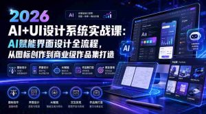2026 AI+UI设计系统实战课：AI赋能界面设计全流程，从图标创作到商业级作品集打造-晓懂云创