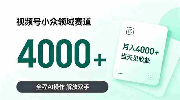视频号小众领域赛道,月入4k+当天见收益,全程Ai操作,解放双手!【揭秘】-晓懂云创