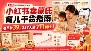 小红书卖蒙氏育儿干货指南,客单价39,237天卖了11w+!-晓懂云创