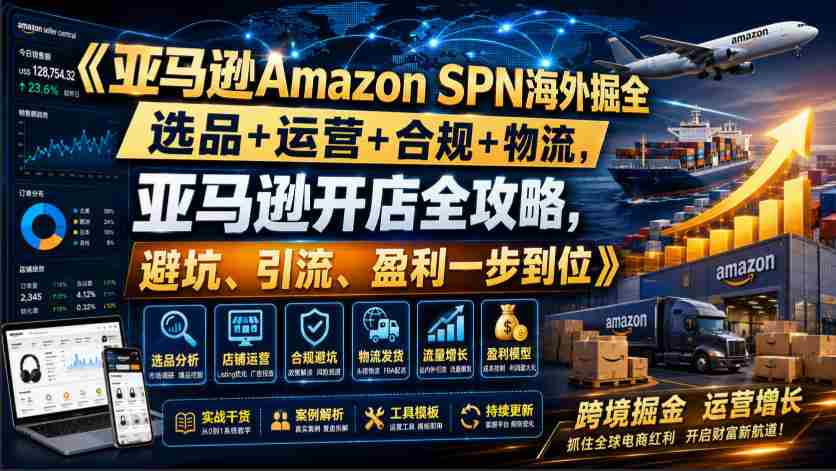 亚马逊Amazon SPN海外掘全,选品+运营+合规+物流,亚马逊开店全攻略,避坑、引流、盈利一步到位-晓懂云创