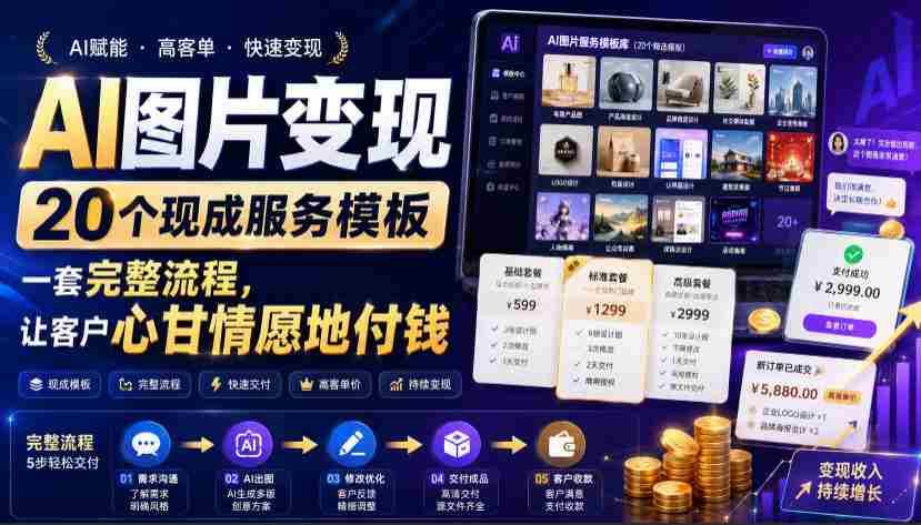 AI图片变现,20个现成服务模板,一套完整流程,让客户心甘情愿地付钱【原创双语字幕】-晓懂云创