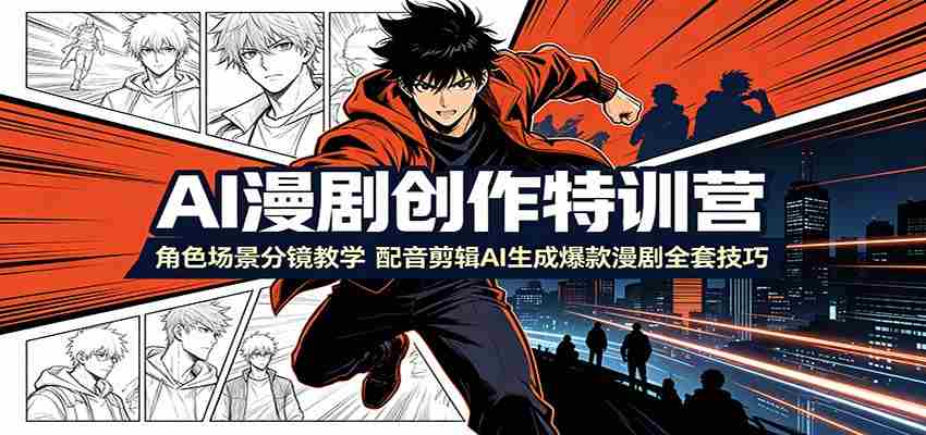 AI漫剧创作特训营:角色场景分镜教学,配音剪辑AI生成爆款漫剧全套技巧-晓懂云创