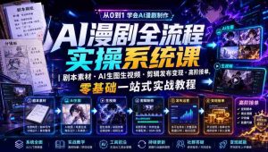 AI漫剧全流程实操系统课|剧本素材・AI生图生视频・剪辑发布变现・高阶接单,零基础一站式实战教程-晓懂云创