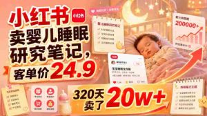 小红书卖婴儿睡眠研究笔记,客单价24.9,320天卖了20w+-晓懂云创