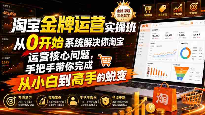 淘宝金牌运营实操班,从0开始系统解决你淘宝运营核心问题,手把手带你完成从小白到高手的蜕变(2026年7月)-晓懂云创