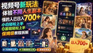 视频号新玩法体验不同人生副本,懂的人已日入700+,小白轻松上手,0基础轻松上手,保姆级教程拆解-晓懂云创