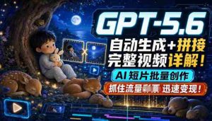 GPT-5.6自动生成+拼接完整视频详解,AI短片批量创作,抓住流量迅速变现!-晓懂云创