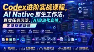 Codex进阶实战课|AI Native原生工作法,22节真实任务落地,从配置到AI自动化交付全链路教程-晓懂云创