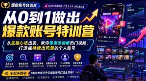 从0到1做出爆款账号特训营,从底层心法出发,教你像素级拆解热门视频,打造能持续出流量的个人账号-晓懂云创