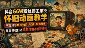 抖音66W粉丝博主亲授怀旧动画教学,可做抖音精选独家、收徒、接商单等,从零基础打造爆款怀旧动画短视频-晓懂云创