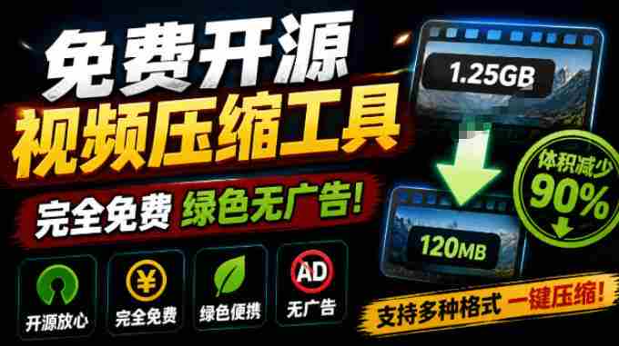 Github开源视频压缩瘦身工具,轻松压缩90%,并保持画质清晰,完全免费绿色无广告!VideoSlim-晓懂云创
