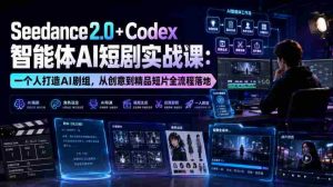 Seedance2.0+Codex智能体AI短剧实战课:一个人打造AI剧组,从创意到精品短片全流程-晓懂云创