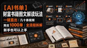 【AI书单】财富书籍图文解读玩法,一键直出,几十条视频,跑出1000单,全流程拆解,新手也可以上手-晓懂云创