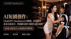 AI短剧从零创作实战课|ChatGPT脚本撰写+Seedance2.0视频生成,恶毒女配短剧全流程教程-晓懂云创