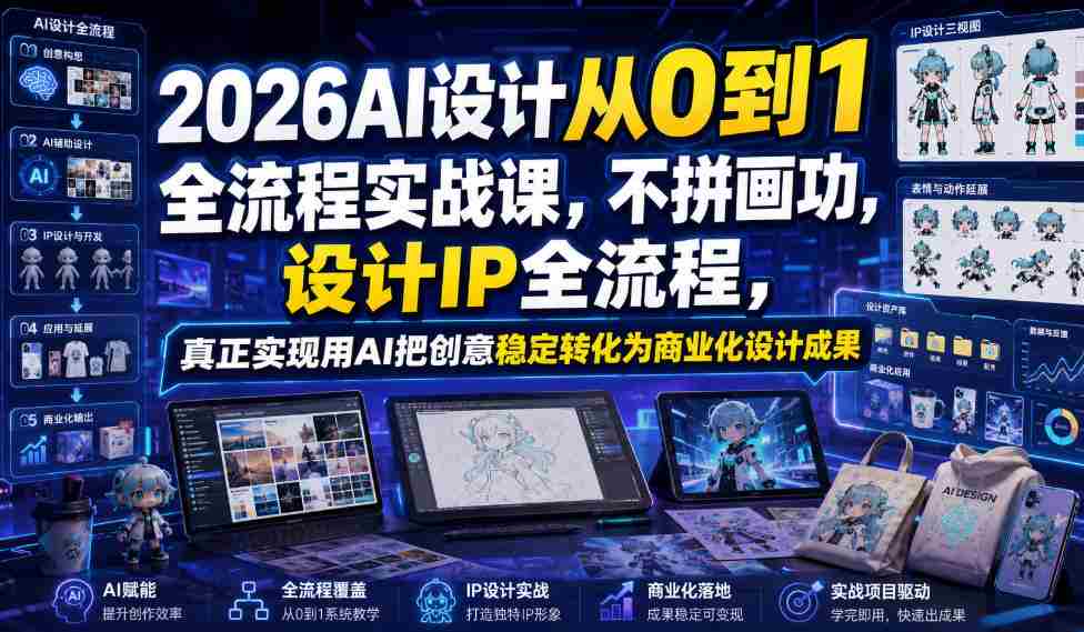 2026AI设计从0到1全流程实战课,不拼画功,设计IP全流程,真正实现用AI把创意稳定转化为商业化设计成果-晓懂云创