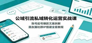 公域引流私域转化运营实战课:账号起号爆款文案拆解,朋友圈社群IP搭建全套教程-晓懂云创