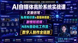AI自媒体高阶系统实战课|文案仿写・私有知识库&智能体搭建・剧情短视频・N8N自动化工作流・数字人制作全链路-晓懂云创