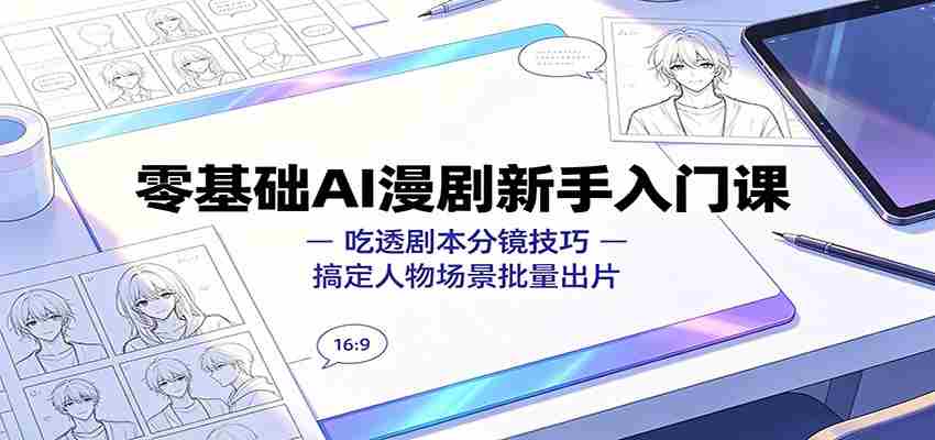 零基础AI漫剧新手入门课:吃透剧本分镜技巧,搞定人物场景批量出片-晓懂云创