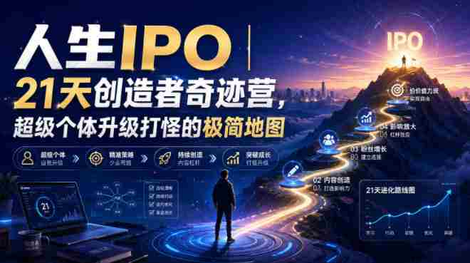 人生IPO︱21天创造者奇迹营,超级个体升级打怪的极简地图-晓懂云创