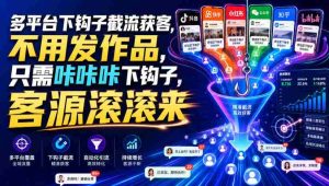 多平台下钩子截流获客,不用发作品,只需咔咔咔下钩子,客源滚滚来-晓懂云创