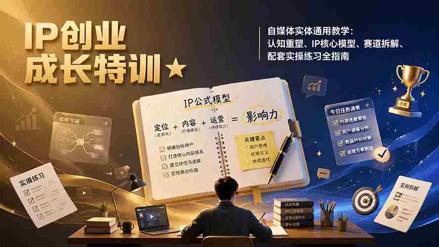 (19567期)IP创业成长特训★自媒体实体通用教学:认知重塑、IP核心模型、赛道拆解、配套实操练习全指南-晓懂云创
