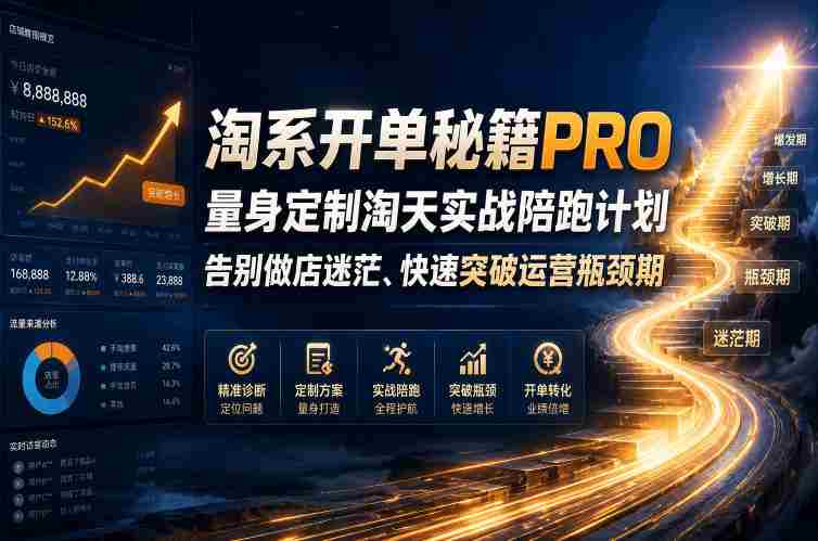 淘系开单秘籍PRO，量身定制淘天实战陪跑计划，告别做店迷茫、快速突破运营瓶颈期（更新20260728）-晓懂云创