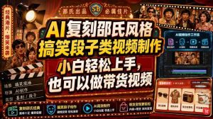 AI复刻邵氏风格搞笑段子类视频制作,小白轻松上手,也可以做带货视频-晓懂云创