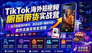 TikTok海外短视频橱窗带货实战营|从0搭建海外账号,算法运营+爆款内容+自然流量变现全流程-晓懂云创