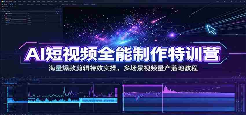 AI短视频全能制作特训营:海量爆款剪辑特效实操,多场景视频量产落地教程-晓懂云创