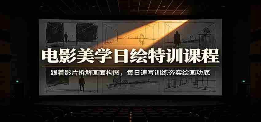 电影美学日绘特训课程:跟着影片拆解画面构图,每日速写训练夯实绘画功底-晓懂云创
