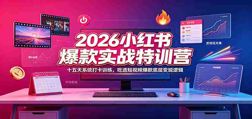 2026小红书爆款实战特训营:十五天系统打卡训练,吃透短视频爆款底层变现逻辑-晓懂云创